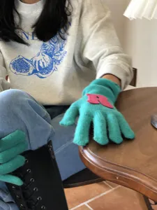 Winter warme Strickhandschuhe für Paare, einfarbige niedliche Fingerhandschuhe R.