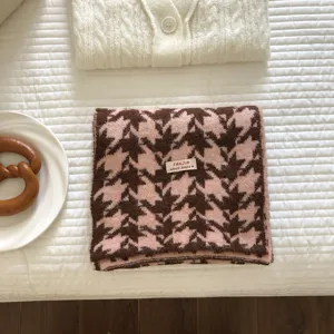Sciarpa spessa pied de poule stile coreano rosa marrone inverno caldo moda elegante scialle