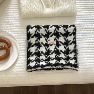 Stile coreano sciarpa in maglia spessa con motivo pied de poule caldo inverno moda