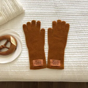 Herbst Winter einfarbig Wolle Mischung Strick Touchscreen Handschuhe für Herren warm.