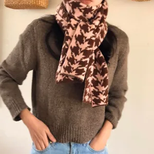 Donna rosa marrone pied-de-poule sciarpa in maglia spessa inverno caldo moda accessorio