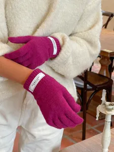 Koreanische Strick-Warmhandschuhe für Damen, einfarbige Touchscreen-Winterhandschuhe neu.