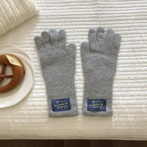 Winter einfarbig Wolle Mischgewebe Strickhandschuhe warm Touchscreen fünf Finger