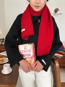 Einfarbiger roter Wollschal für Damen Winter warm minimalistisch dick weich gemütlich Alltag