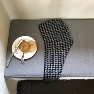 Houndstooth knitted balaclava scarf combo, cozy winter hood neck warmer, stylish chic apparel.