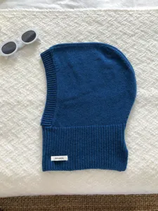 Cagoule tricotée en laine unie, protection visage hiver chaud bonnet pour couples unisexe