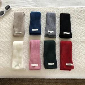 Multicolor pure wool ribbed knit fingerless arm warmers winter warm knitted gloves set.