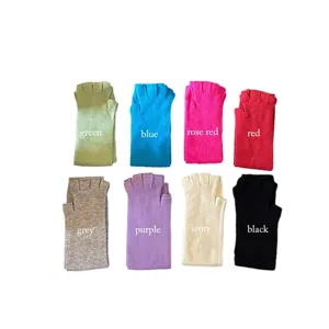 Gants tricotés sans doigts couleur unie hiver chauds demi-doigts gants de mode élégants