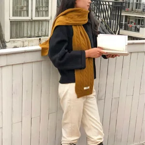 Gemütlicher warmer Strickschal einfarbiger dicker Wollschal für Damen im Winter Alltag