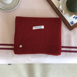Einfarbiges koreanisches Strickschal Detail für den Winter warmer Wollemischung Schal
