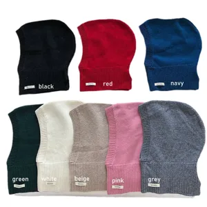 Cagoule en laine tricotée unie bonnet d'hiver chaud avec plusieurs couleurs disponibles