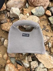 Graue Strick Handtasche Dummpling Beutel Einfarbig Modische Freizeit Damen Umhängetasche