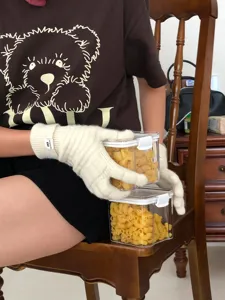Strick lange fünf Finger Waffel Handschuhe Herbst Winter warme einfarbige Wolle Detail