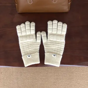 Herbst Winter Strick Fünffinger Waffelhandschuhe warme einfarbige Wollhandschuhe Paare.