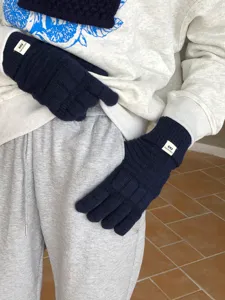 Winter Strick Fünffinger Handschuhe warme einfarbige thermische Waffelstrick Handschuhe