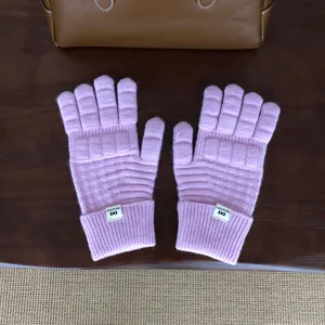 Herbst Winter gestrickte Fünffinger Waffelhandschuhe warme einfarbige Woll Split Finger Handschuhe