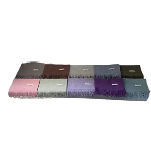 Solid color 100% wool scarf winter warm fringe shawl women simple Japanese Korean style