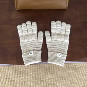 Herbst Winter Strick fünf Finger Waffel Handschuhe Paar warme einfarbige Wollhandschuhe