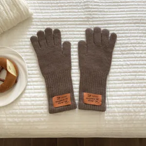Herren Winter warme Strickhandschuhe einfarbig Wollemischung Touchscreen Radfahren Handschuhe