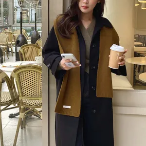 Winter 100% Wolle Schal für Damen, einfarbig schlicht warm koreanischer Stil Design.