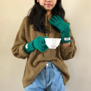 Winter warme Strick-Touchscreen-Handschuhe für Damen, dicke einfarbige Thermohandschuhe.
