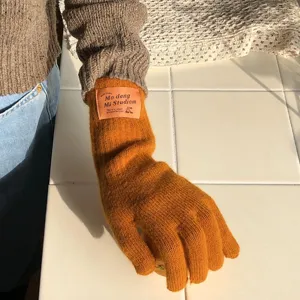 Warme Strickhandschuhe für Herbst und Winter, einfarbige Wollmischung lange Touchscreen Handschuhe.