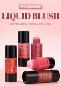 Detailed view of the press-type liquid blush with fine shimmer texture and soft color.