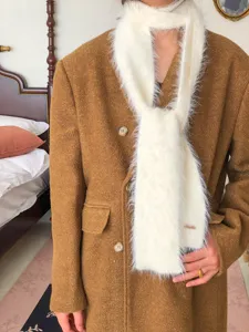 Bufanda larga y estrecha de Piel sintética estilo coreano, moda otoño Maillard cómoda y elegante.