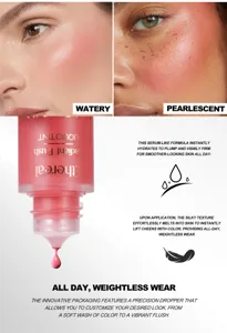 Liquid blush dropper bottle makeup long lasting hydrating pearlescent watery glowing cheeks