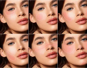 Liquid blush makeup guide detail showing various application styles and blending techniques.