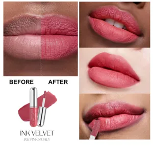 HANDAIYAN velvet matte lip gloss #02 pink muhly long-lasting waterproof liquid lipstick