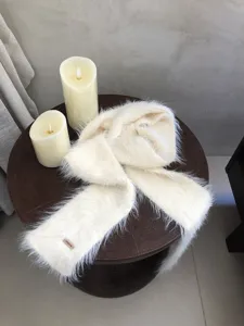 Bufanda estrecha de visón sintético coreano calentador de cuello elegante chic