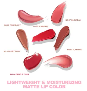 Lightweight moisturizing matte lip color liquid lipstick makeup swatch detail display