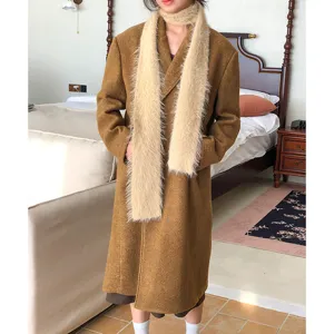 Bufanda Estrecha de Piel de Visón Sintética Estilo Coreano Bufanda Larga Delgada para Mujer Retro Otoño Invierno Cálida Suave de Felpa Moda Y2K