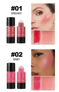 HANDAIYAN liquid blush duo with #01 Dreamy and #02 Baby shades, glowing tint makeup.
