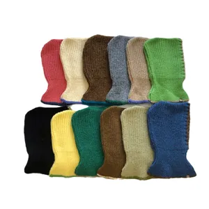Korean winter knitted balaclava hat and scarf all in one warm color block fashion