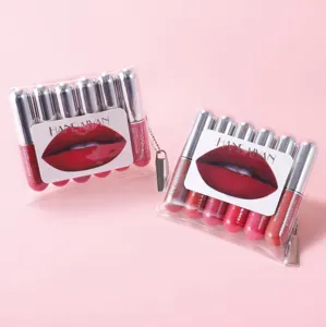 HANDAIYAN 6pcs capsule matte waterproof liquid lipstick makeup set in clear bag detail view