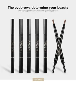 Dual-headed eyebrow pencil waterproof long lasting rotating triangle brow pen with brush.