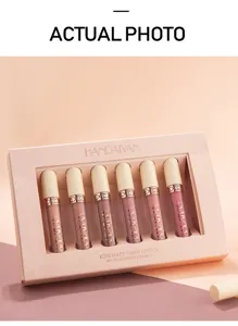 Handaiyan set rossetto liquido opaco 6pezzi rosa lucidalabbra trucco lunga durata.