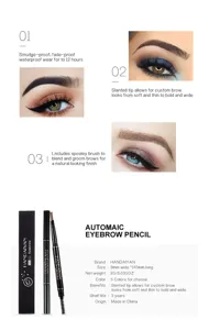 HANDAIYAN double-head automatic eyebrow pencil with triangle tip and spoolie brush for natural brows.