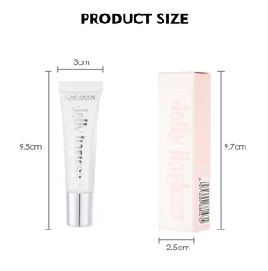Vue detaille du tube de gloss a levres gel Handaiyan et de son emballage avec dimensions.