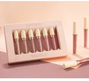 Set di 6 rossetti liquidi opachi rosa Handaiyan, lucidalabbra impermeabile a lunga durata.