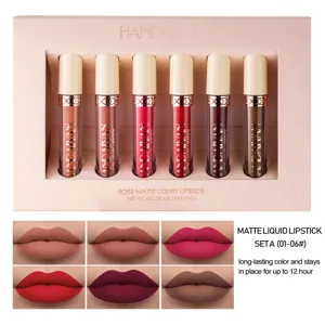 Set di 6 rossetti liquidi opachi a lunga tenuta impermeabile trucco scatola regalo