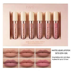 Set di 6 Rossetti Liquidi Opachi Lunga Durata Impermeabile Velluto Lucidalabbra Make-up