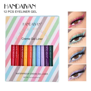 Handaiyan 12 Colors Waterproof Eyeliner Gel Pen Set Matte Long Lasting Fine Tip Quick Dry Eye Makeup Cosmetics