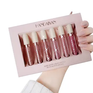 HANDAIYAN set 6 rossetti liquidi opachi rosa, lucidalabbra effetto velluto lunga durata.