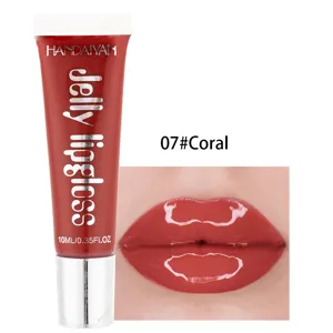 Detail du brillant a levres gelee hydratant HANDAIYAN, fini brillant et nuance 07 Coral.