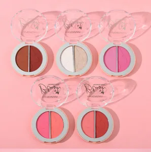 Detailed view of Handaiyan dual-color blush palette showing various shades and matte texture.