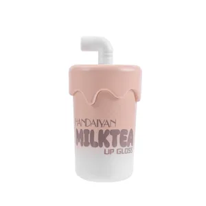 Milk tea cup lip gloss matte waterproof liquid lipstick cute makeup for women daily use