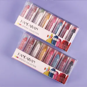 Handaiyan mini lipstick collection set of 8 matte highly pigmented colorful makeup.